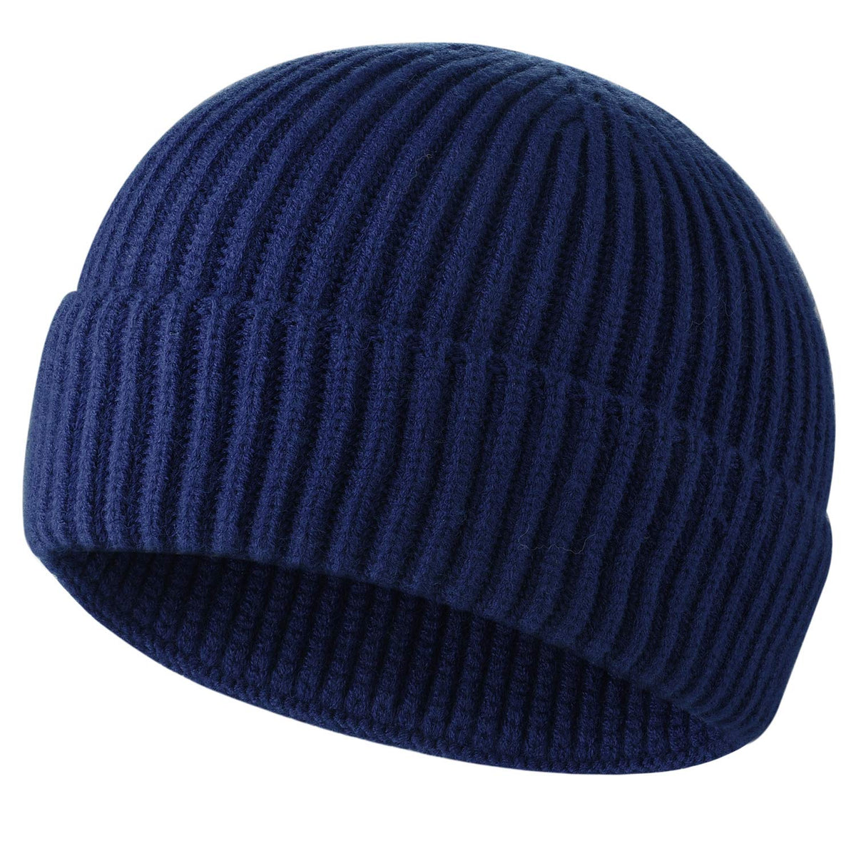ROYBENS Swag Wool Knit Cuff Short Fisherman Beanie for Men Women Winter Hat