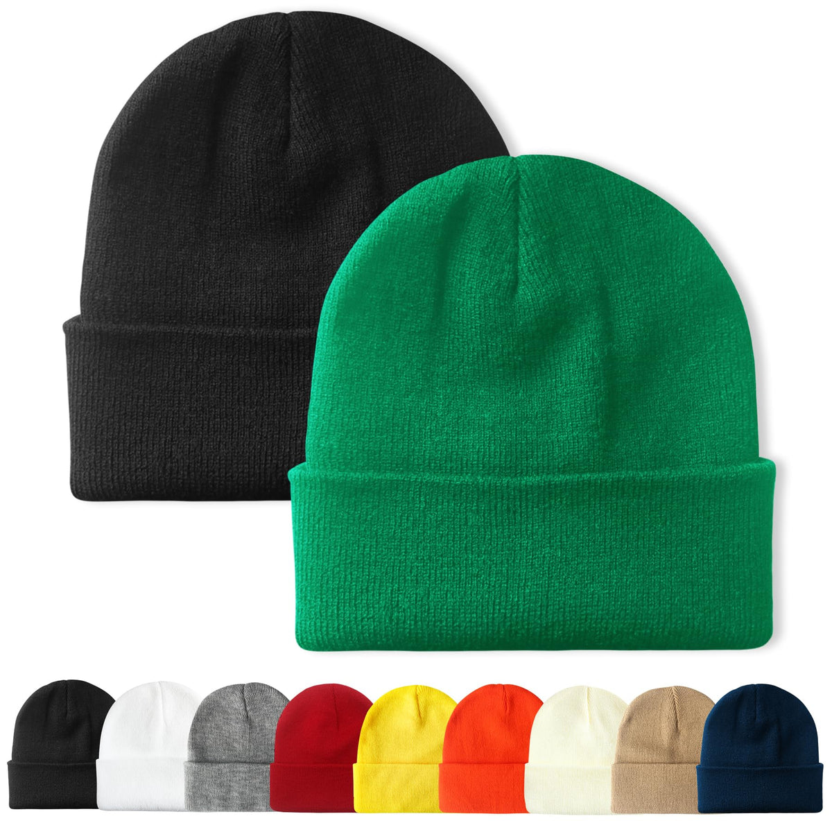 PFFY Unisex Beanie Hats for Men Women Plain Knit Winter Beanies Warm Hat