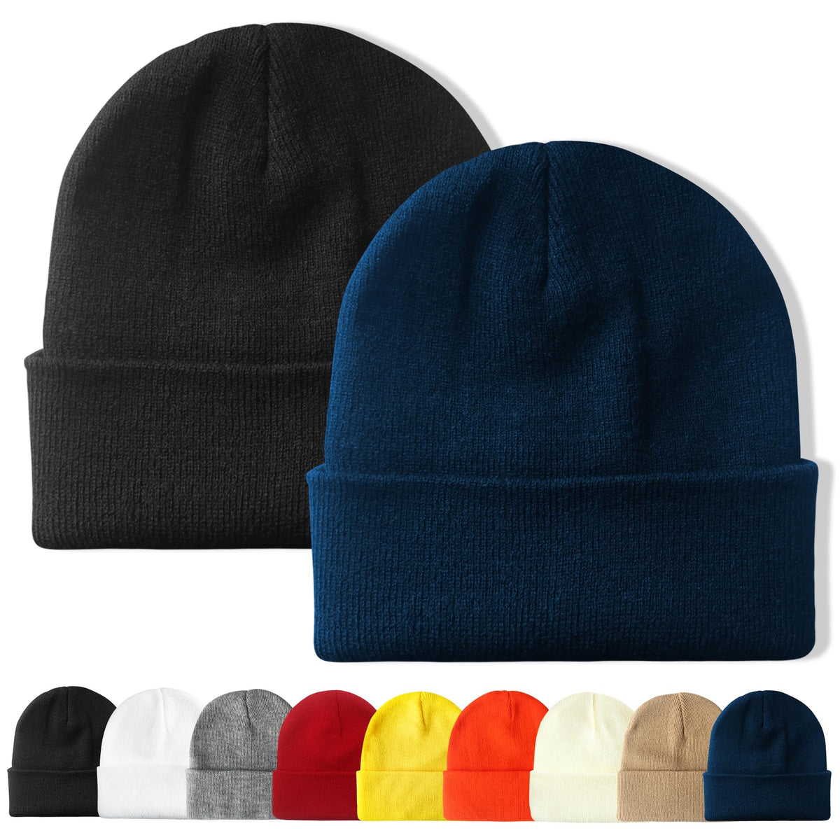 PFFY Unisex Beanie Hats for Men Women Plain Knit Winter Beanies Warm Hat