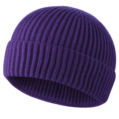 ROYBENS Swag Wool Knit Cuff Short Fisherman Beanie for Men Women Winter Hat