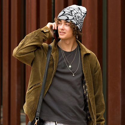 Men Women Y2K Beanies Gothic Graphic Knitted Hat Winter Warm Beanies Casual Outdoor Skull Cap