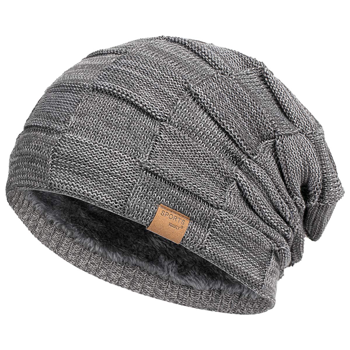 Vgogfly Slouchy Beanie for Men Winter Hats for Guys Cool Beanies Mens Lined Knit Warm Thick Skully Stocking Binie Hat
