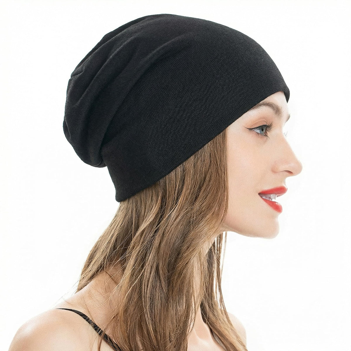 ZLYC Women Fashion Knit Slouchy Beanie Hat Thin Stretch Skull Cap