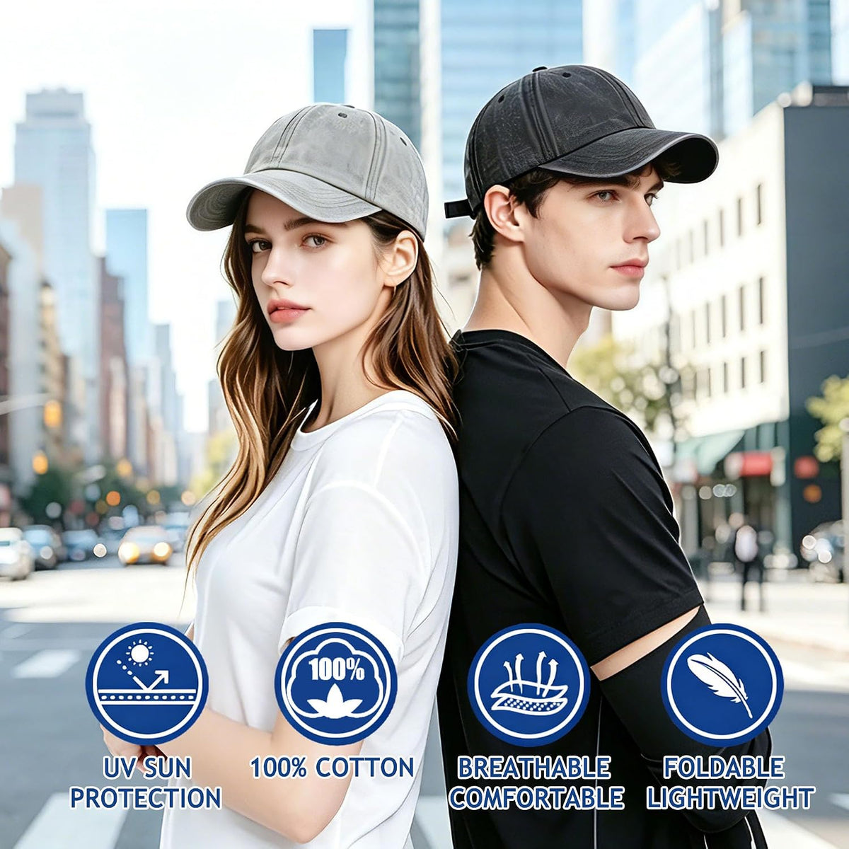 2Pack Vintage Washed Cotton Baseball Caps, Adjustable Low Profile Dad Hat, Unconstructed Distressed Plain Cap for Men Women