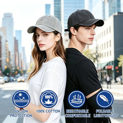 2Pack Vintage Washed Cotton Baseball Caps, Adjustable Low Profile Dad Hat, Unconstructed Distressed Plain Cap for Men Women