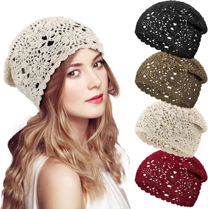 JenPen 4 Pcs Women Crochet Slouchy Beanie Hat