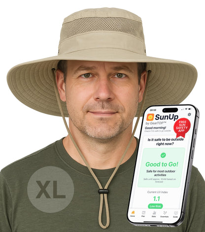 GearTOP Safari Hat for Men Sun Hats for Women UV Protection UPF 50+ Fishing, Gardening, Hiking Hat (22-23 1/2")