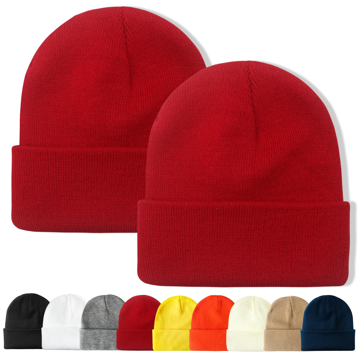 PFFY Unisex Beanie Hats for Men Women Plain Knit Winter Beanies Warm Hat