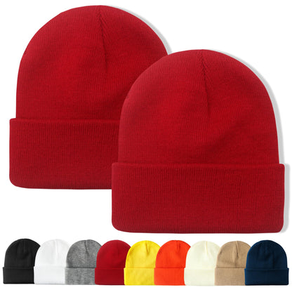 PFFY Unisex Beanie Hats for Men Women Plain Knit Winter Beanies Warm Hat