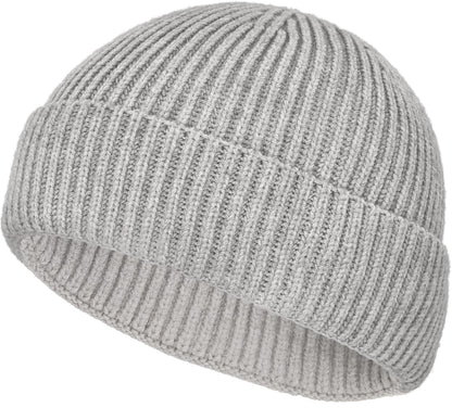 Wool Fisherman Beanies for Men Knit Fall Winter Beanie Hat Skull Cap