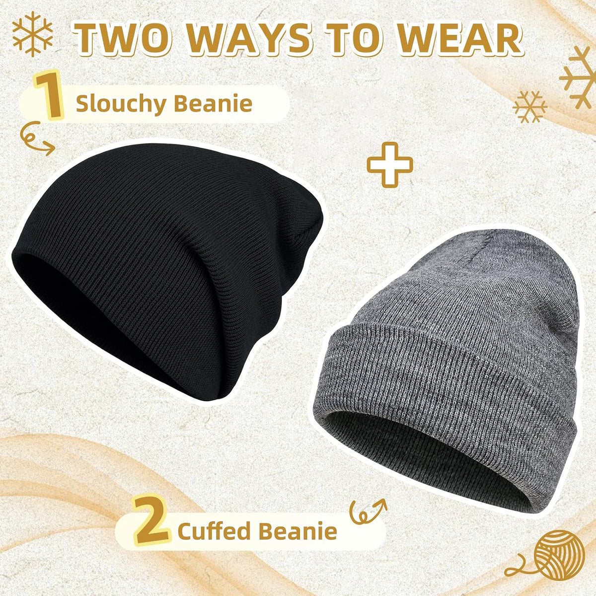 ZOORON Beanie for Men Women Slouchy Winter Beanie Hats Cuffed Skull Caps