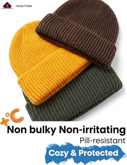 Home Prefer Rib Knit Beanie Hat for Men and Women Cuffed Beanie Winter Hat