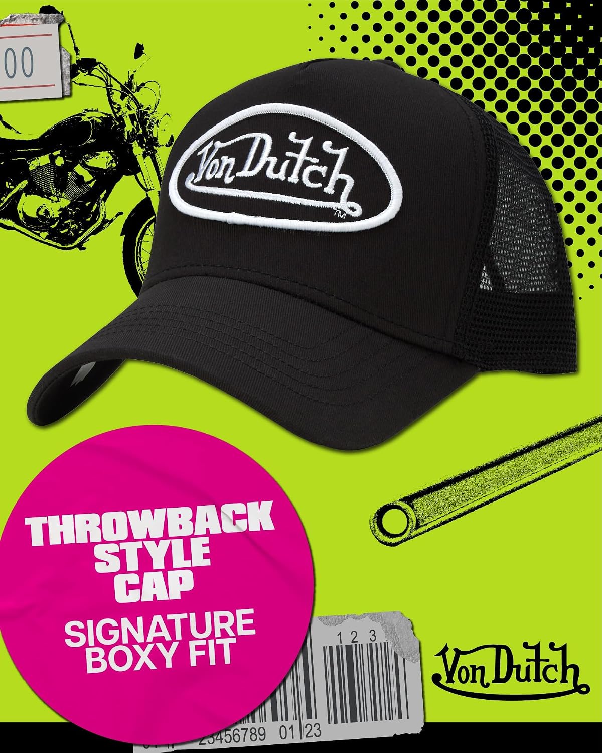Von Dutch Unisex Trucker Hat - Retro Classic Solid Color Mesh Back Snapback Baseball Cap for Men & Women.