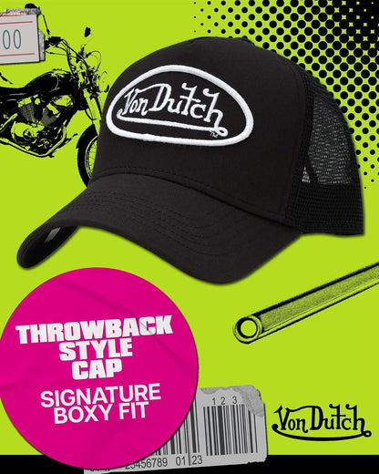 Von Dutch Unisex Trucker Hat - Retro Classic Solid Color Mesh Back Snapback Baseball Cap for Men & Women.
