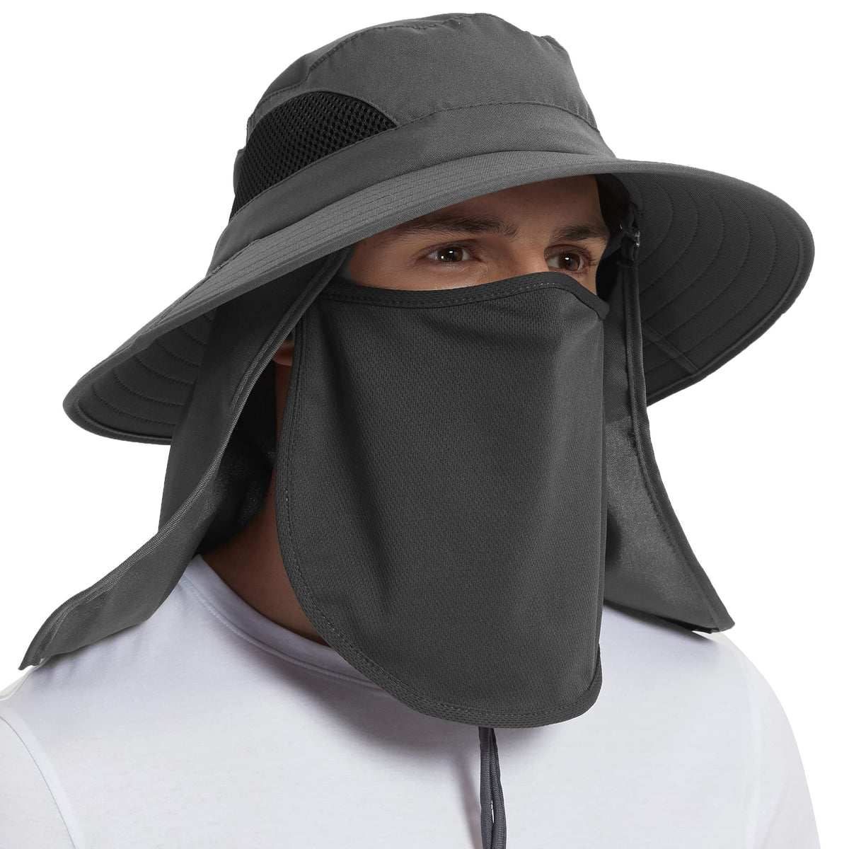 Wide Brim Sun Bucket Hat, Waterproof Boonie Hat for Men & Women