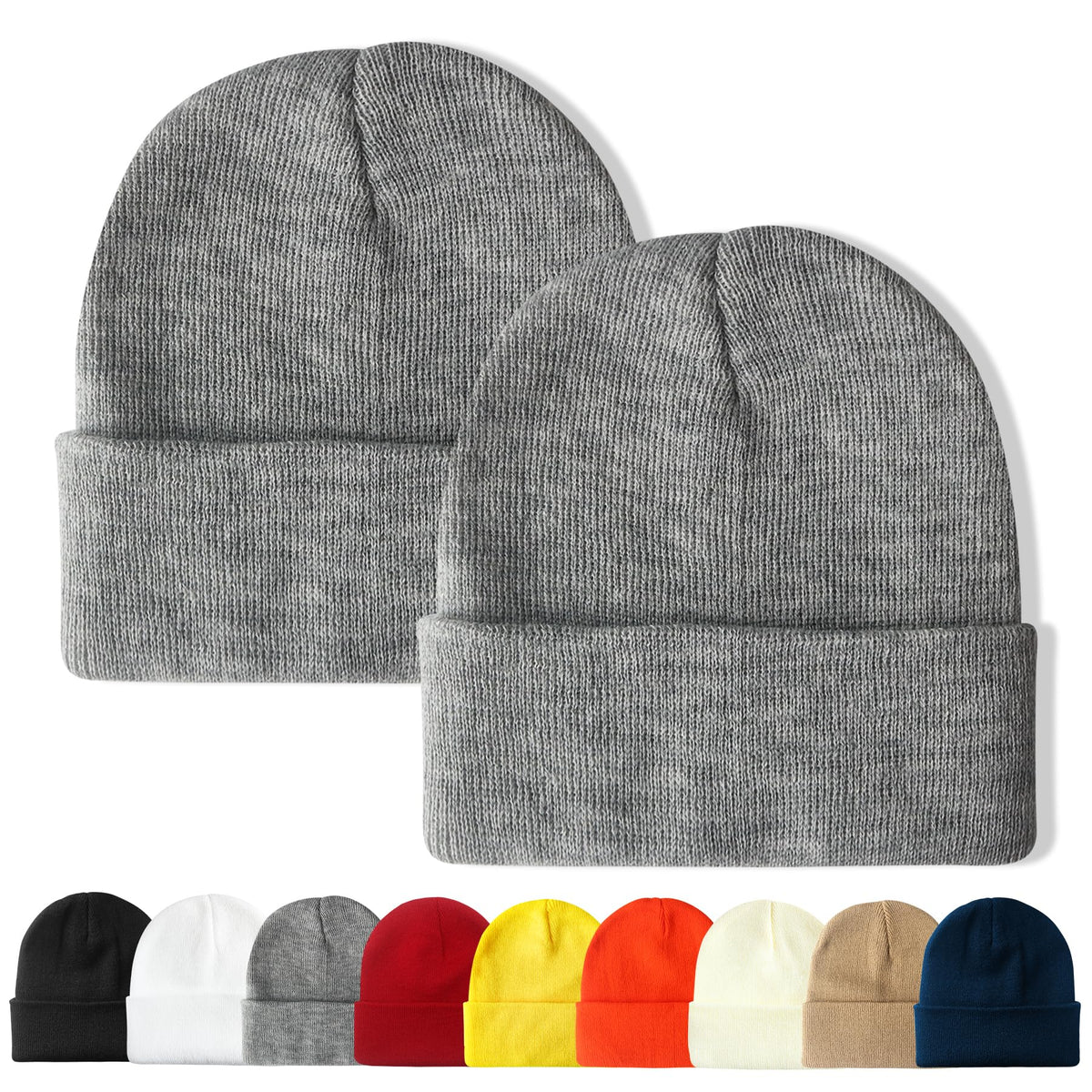 PFFY Unisex Beanie Hats for Men Women Plain Knit Winter Beanies Warm Hat