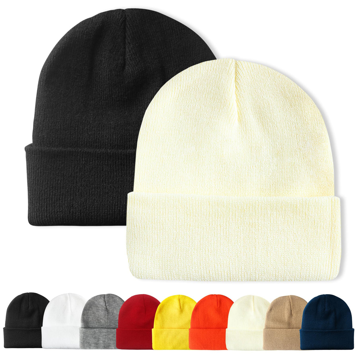 PFFY Unisex Beanie Hats for Men Women Plain Knit Winter Beanies Warm Hat
