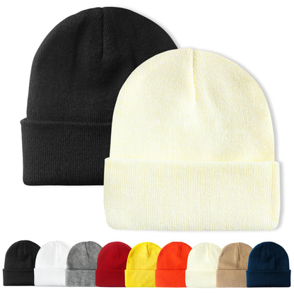 PFFY Unisex Beanie Hats for Men Women Plain Knit Winter Beanies Warm Hat