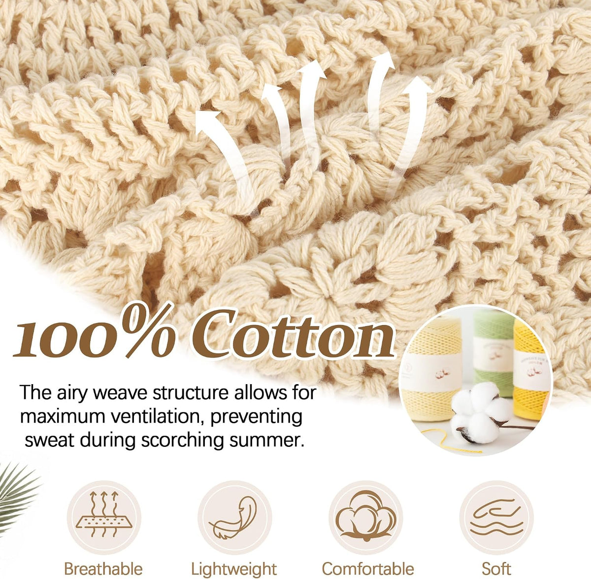 Ababalaya Women's 100% Cotton Handmade Crochet Hat Boho Beanie