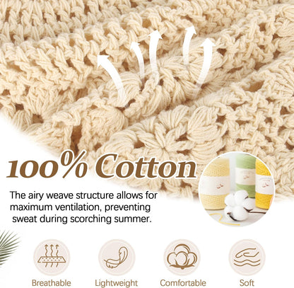 Ababalaya Women's 100% Cotton Handmade Crochet Hat Boho Beanie