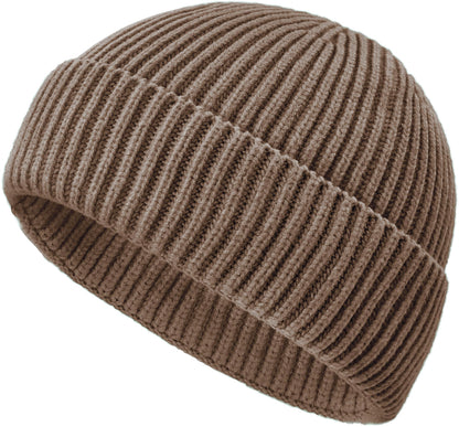 Wool Fisherman Beanies for Men Knit Fall Winter Beanie Hat Skull Cap