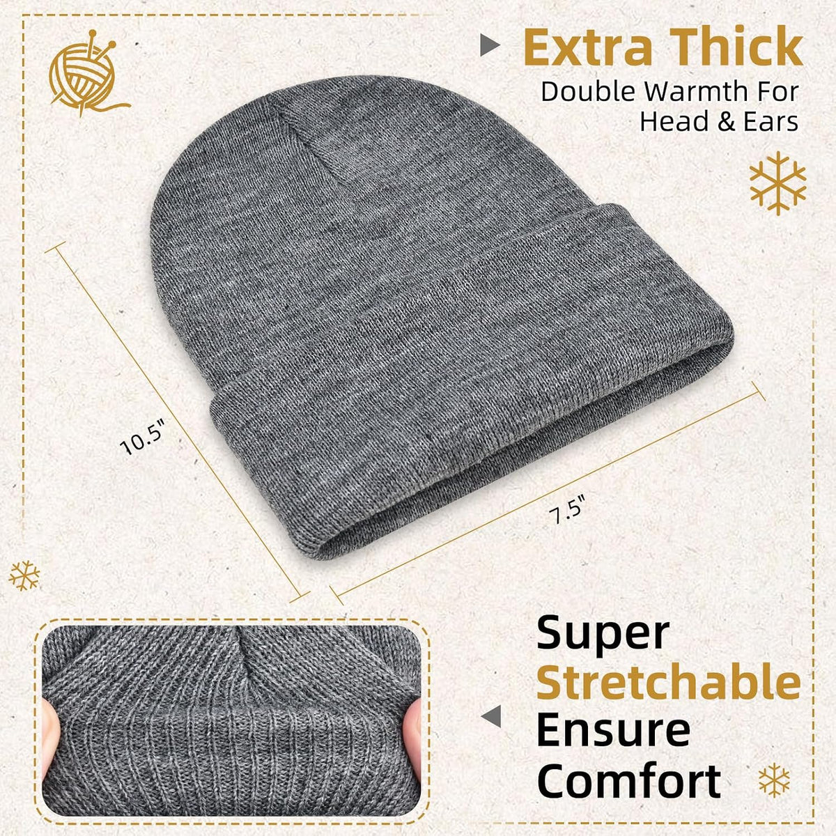 ZOORON Beanie for Men Women Slouchy Winter Beanie Hats Cuffed Skull Caps