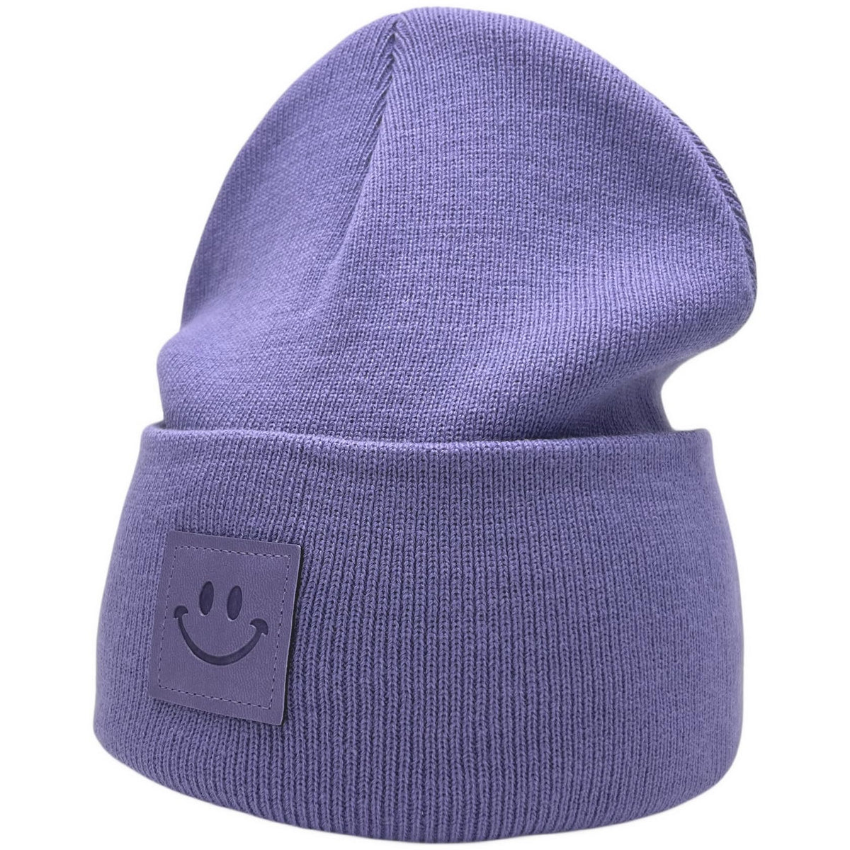 55cube Unisex Knit Cuffed Beanie Hats Warm Winter Caps with Leather Logos