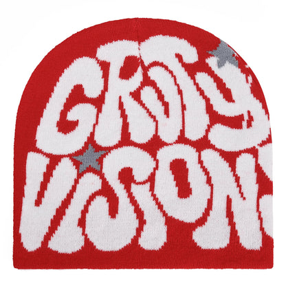 Men Women Y2K Beanies Gothic Graphic Knitted Hat Winter Warm Beanies Casual Outdoor Skull Cap