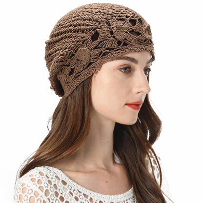 ZLYC Women Cotton Crochet Slouchy Beanie Hat Handmade Knit Summer Skull Cap