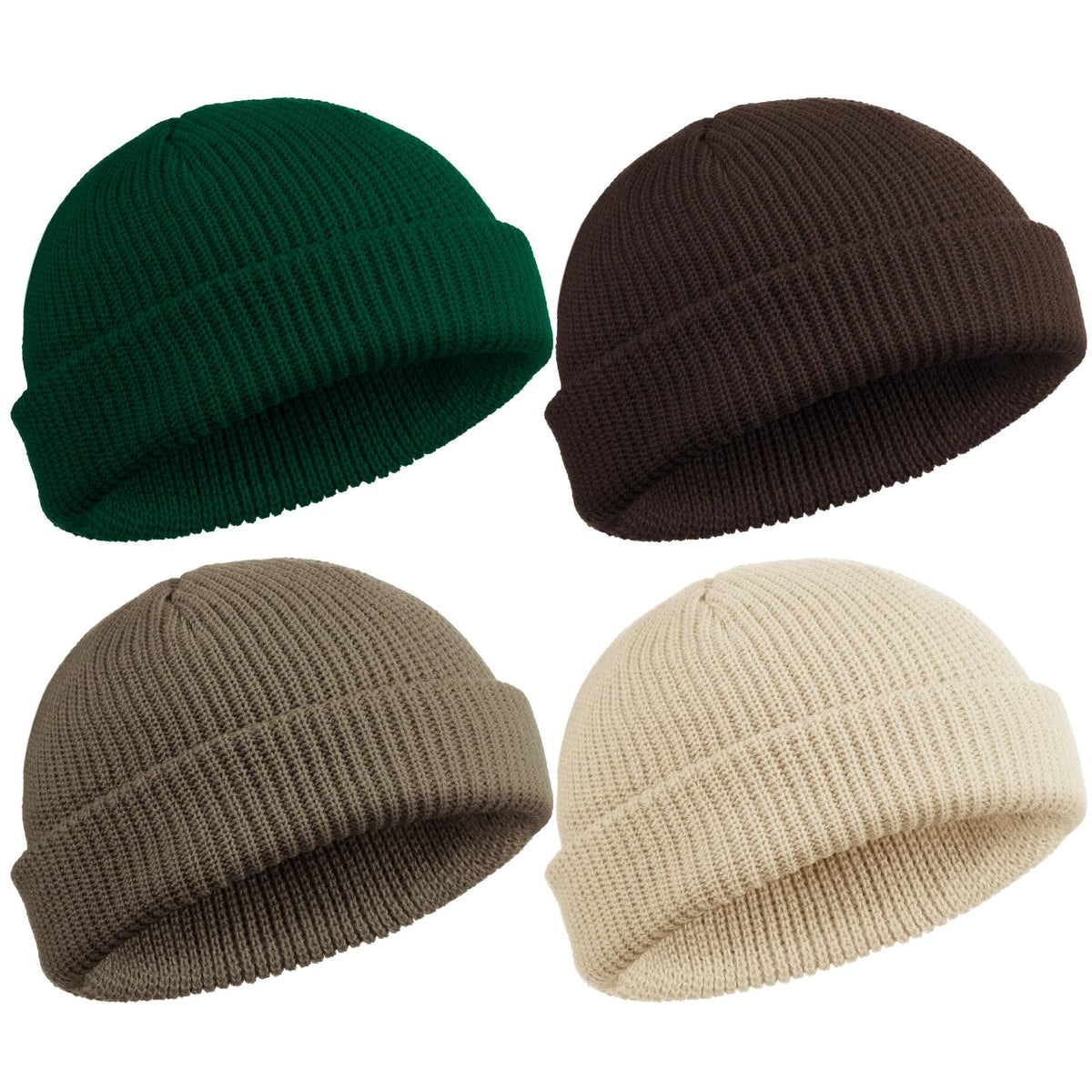 SATINIOR 4 Pieces Trawler Beanie Watch Hat Roll up Edge Skullcap Fisherman Beanie Unisex