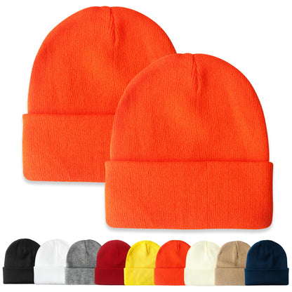 PFFY Unisex Beanie Hats for Men Women Plain Knit Winter Beanies Warm Hat