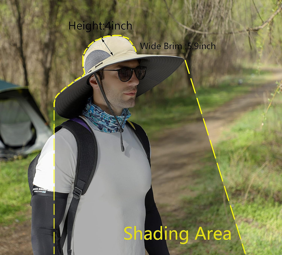 Leotruny Men Wide Brim Sun Hats UPF50+ Waterproof Breathable Bucket Hat