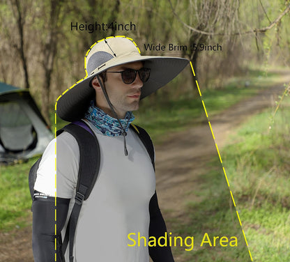 Leotruny Men Wide Brim Sun Hats UPF50+ Waterproof Breathable Bucket Hat