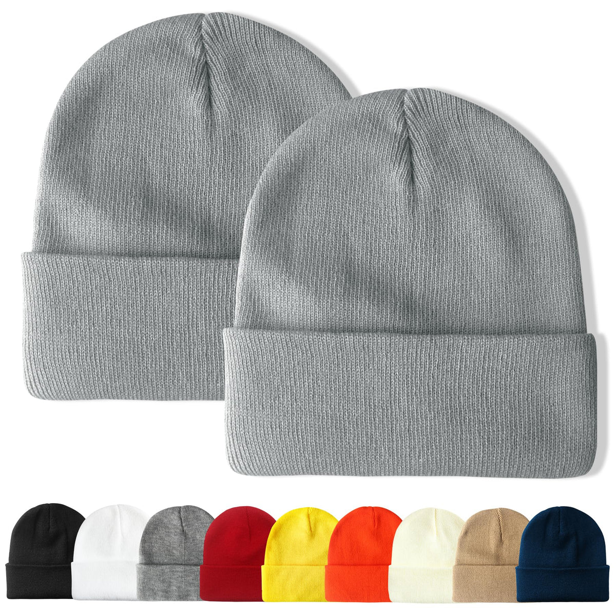 PFFY Unisex Beanie Hats for Men Women Plain Knit Winter Beanies Warm Hat