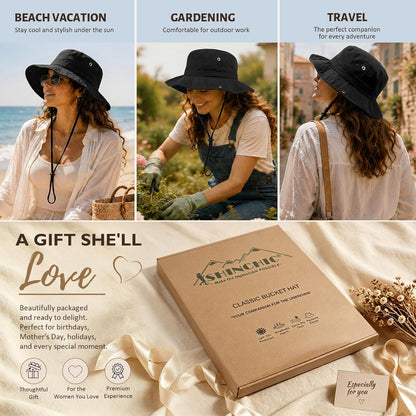 Womens Satin Lined Sun Hat UV Protection Washed Cotton Sun Hat with Satin Lining for Outdoor Beach Travel Hiking