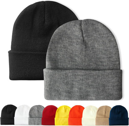 PFFY Unisex Beanie Hats for Men Women Plain Knit Winter Beanies Warm Hat
