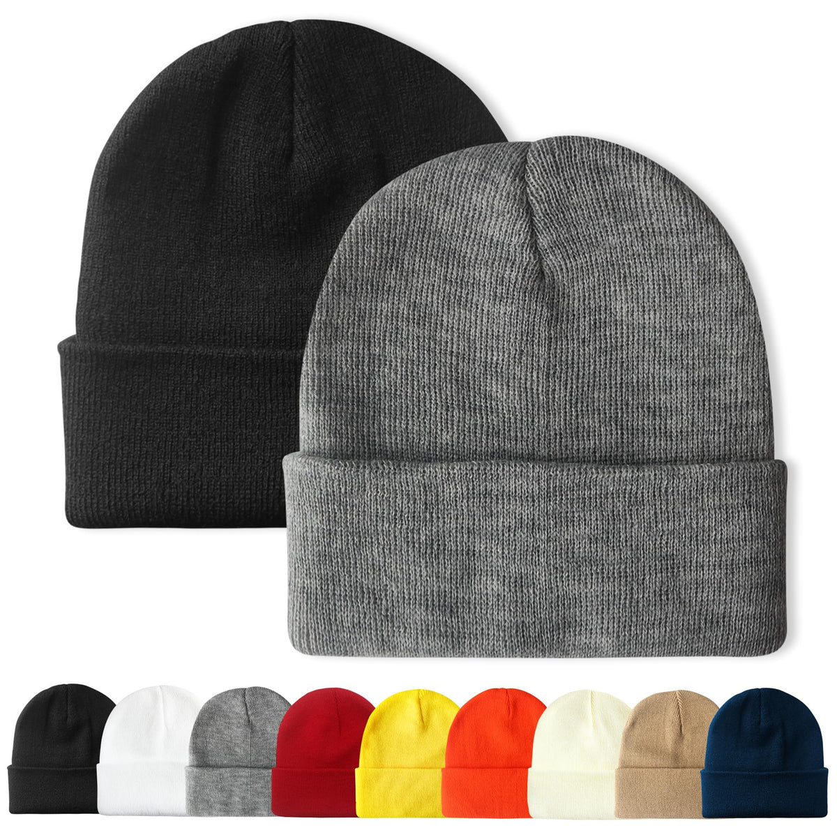 PFFY Unisex Beanie Hats for Men Women Plain Knit Winter Beanies Warm Hat