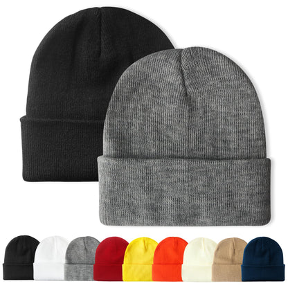 PFFY Unisex Beanie Hats for Men Women Plain Knit Winter Beanies Warm Hat