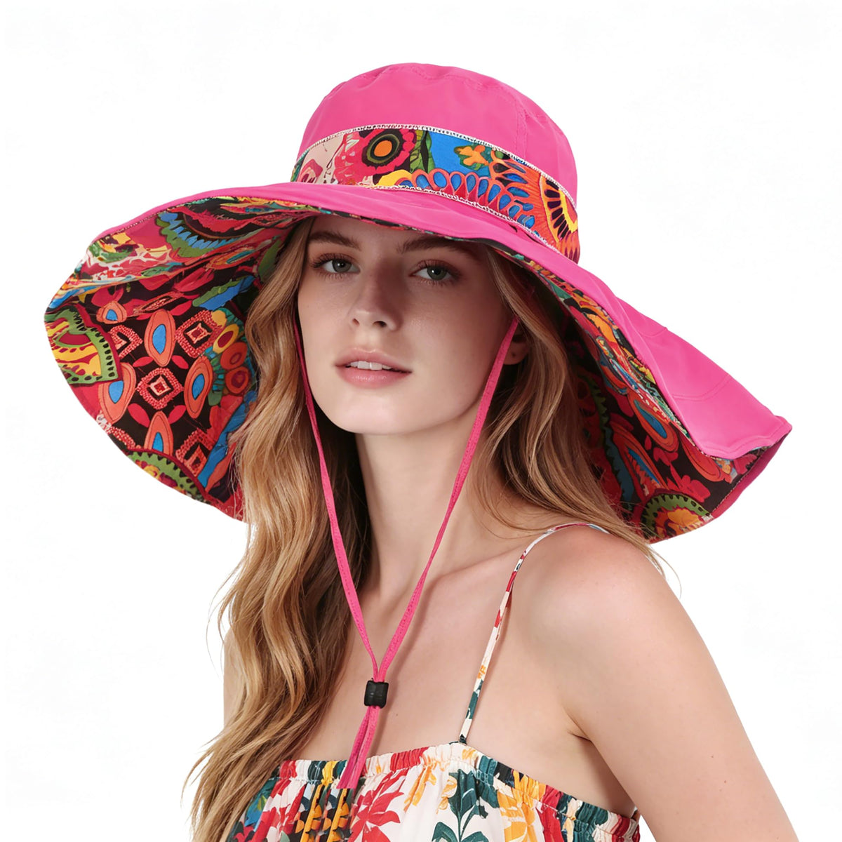 Women's Foldable Floppy Sun Hats Reversible Vacation Beach Cap Summer Wide Brim UPF 50+ Travel Fishing Bucket Hat