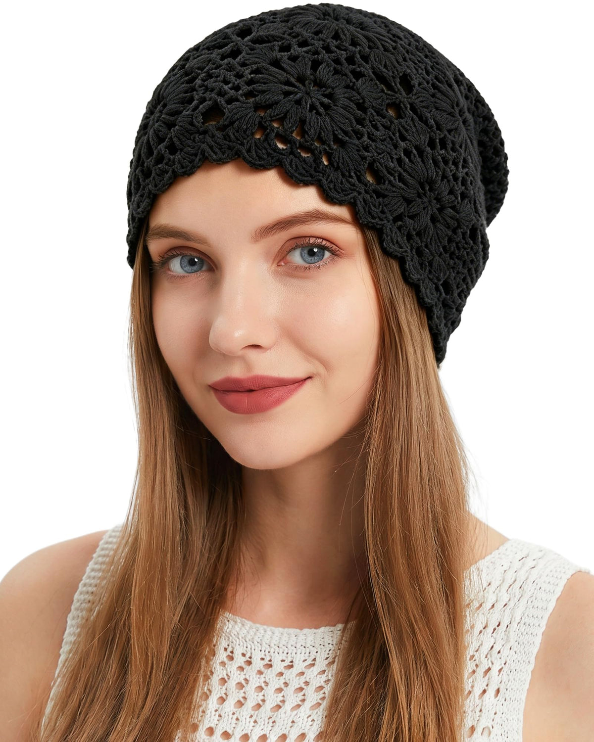 Ababalaya Women's 100% Cotton Handmade Crochet Hat Boho Beanie