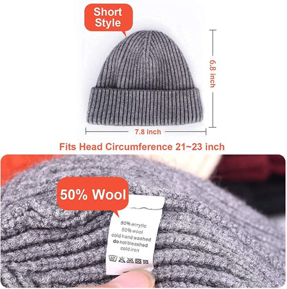 ROYBENS Swag Wool Knit Cuff Short Fisherman Beanie for Men Women Winter Hat