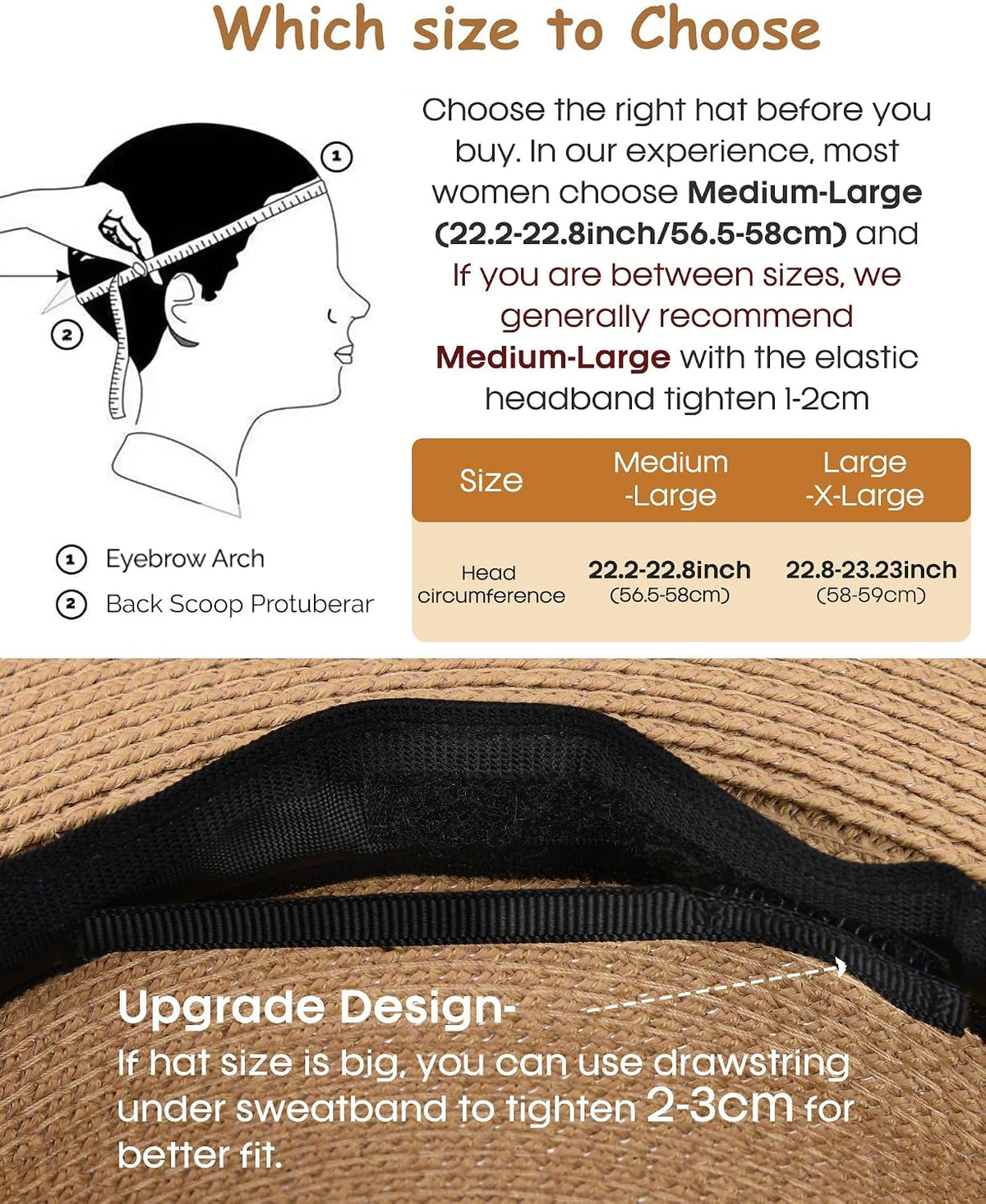 FURTALK Sun Hat Wide Brim Straw Fedora Panama Beach for Men Women