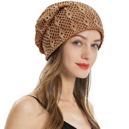 ZLYC Women Fashion Knit Slouchy Beanie Hat Thin Stretch Skull Cap