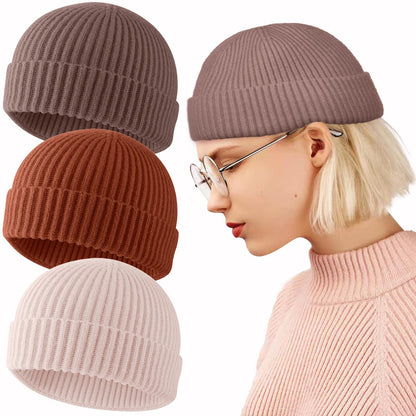 ROYBENS Swag Wool Knit Cuff Short Fisherman Beanie for Men Women Winter Hat