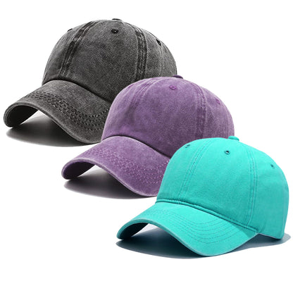 3 Pack Washed Plain Vintage Baseball Cap Cotton Adjustable Twill Bulk Low Profile Classic Dad Hat for Men/Women