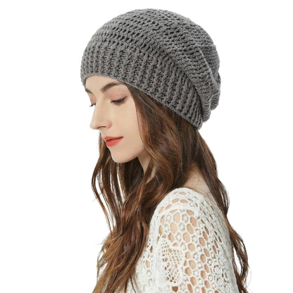 ZLYC Women Cotton Crochet Slouchy Beanie Hat Handmade Knit Summer Skull Cap