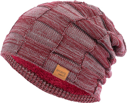 Vgogfly Slouchy Beanie for Men Winter Hats for Guys Cool Beanies Mens Lined Knit Warm Thick Skully Stocking Binie Hat