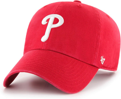 47 Brand MLB Team Color Home Primary Logo Clean Up Adjustable Baseball Cap Hat, Adult