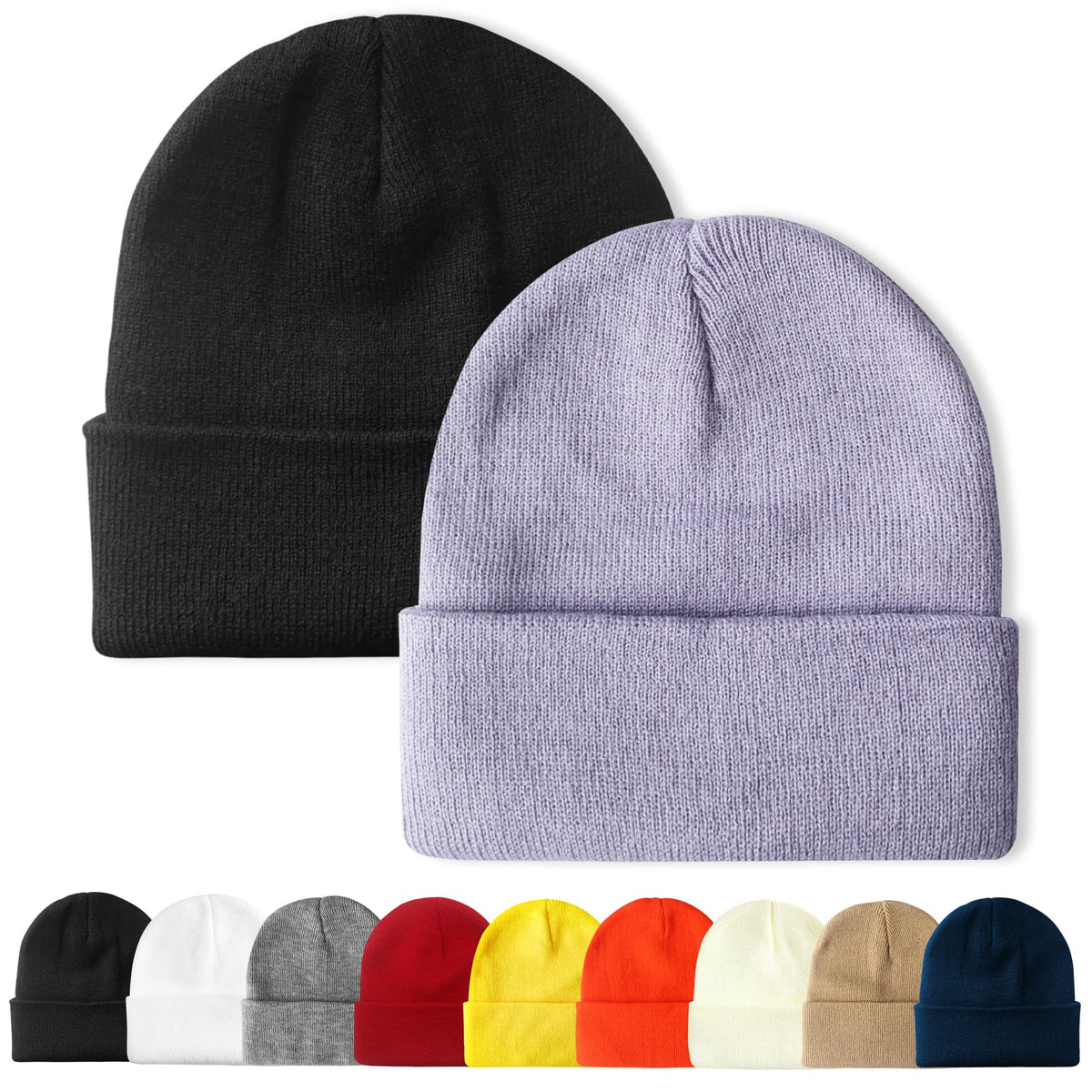 PFFY Unisex Beanie Hats for Men Women Plain Knit Winter Beanies Warm Hat