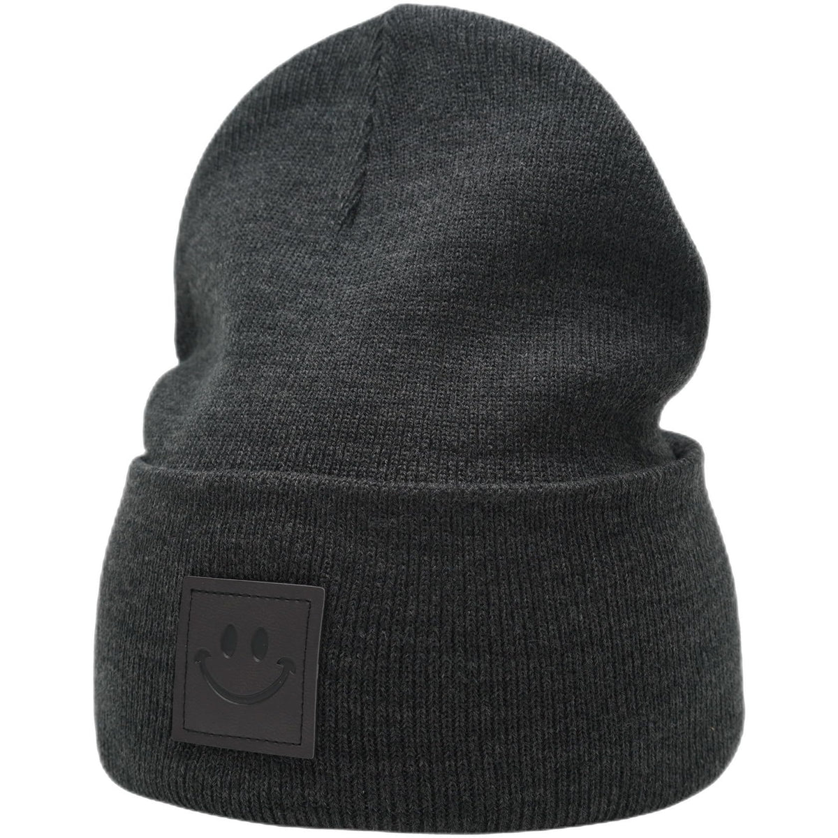 55cube Unisex Knit Cuffed Beanie Hats Warm Winter Caps with Leather Logos